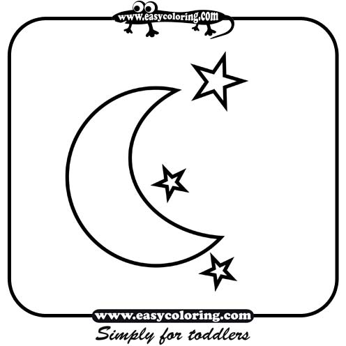 Moon and stars - Easy coloring shapes
