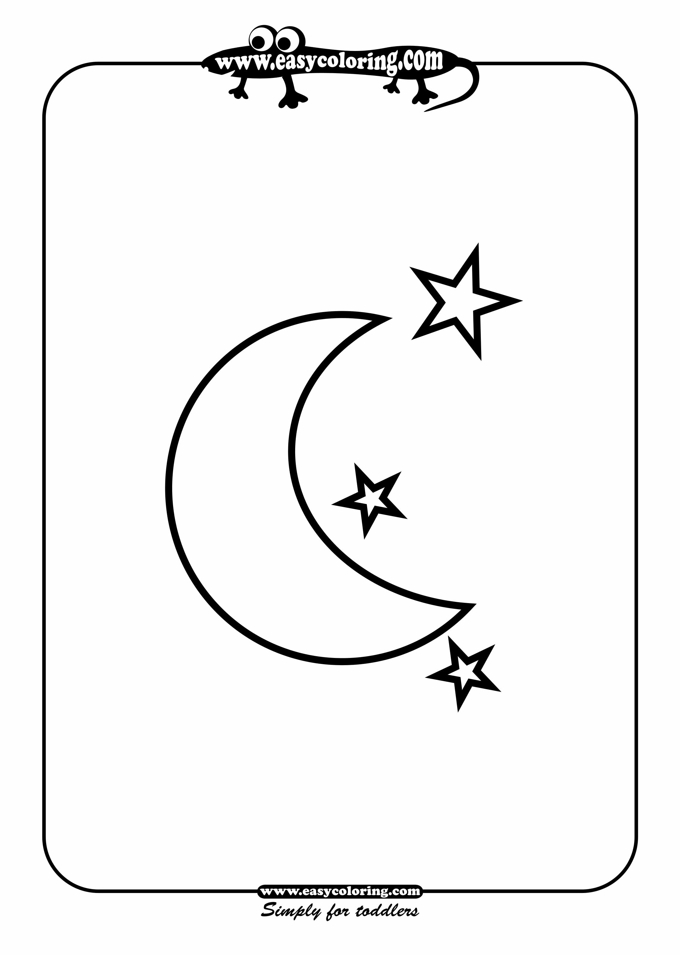 Moon and stars Simple shapes Easy coloring pages for