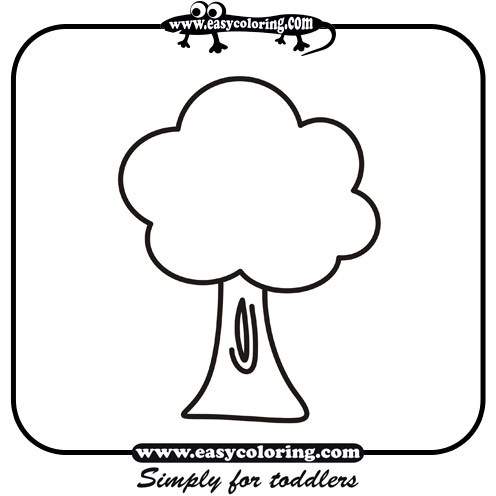 Tree Three - Simple trees | Easy coloring pages for toddlers